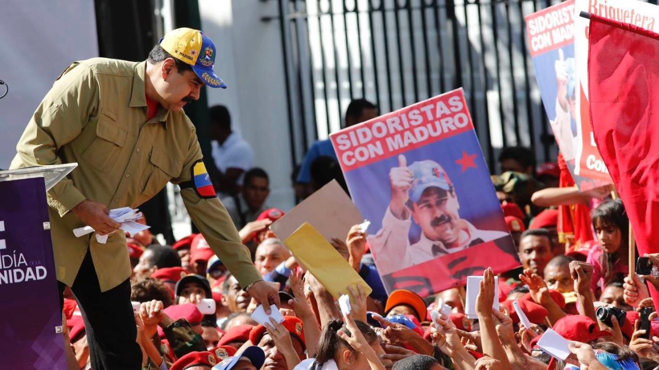 Nicolás Maduro en un acto de masas, 2018.